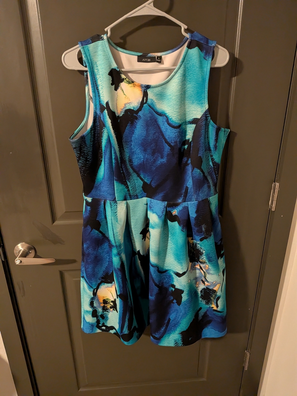 Apt. 9 Teal & Navy Abstract Fit-and-Flare Mini Dress